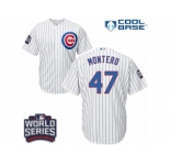 Youth Majestic Chicago Cubs #47 Miguel Montero Authentic White Home 2016 World Series Bound Cool Base MLB Jersey