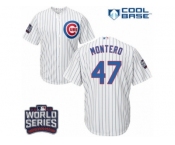 Youth Majestic Chicago Cubs #47 Miguel Montero Authentic White Home 2016 World Series Bound Cool Base MLB Jersey