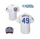 Youth Majestic Chicago Cubs #49 Jake Arrieta Authentic White Home 2016 World Series Bound Cool Base MLB Jersey