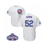 Youth Majestic Chicago Cubs #52 Justin Grimm Authentic White Home 2016 World Series Champions Cool Base MLB Jersey