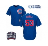 Youth Majestic Chicago Cubs #53 Trevor Cahill Authentic Royal Blue Alternate 2016 World Series Bound Cool Base MLB Jersey