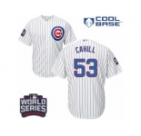 Youth Majestic Chicago Cubs #53 Trevor Cahill Authentic White Home 2016 World Series Bound Cool Base MLB Jersey