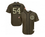 Youth Majestic Chicago Cubs #54 Aroldis Chapman Authentic Green Salute to Service MLB Jersey