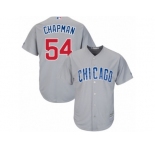 Youth Majestic Chicago Cubs #54 Aroldis Chapman Authentic Grey Road Cool Base MLB Jersey