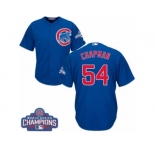 Youth Majestic Chicago Cubs #54 Aroldis Chapman Authentic Royal Blue Alternate 2016 World Series Champions Cool Base MLB Jersey