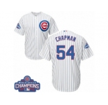 Youth Majestic Chicago Cubs #54 Aroldis Chapman Authentic White Home 2016 World Series Champions Cool Base MLB Jersey