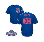 Youth Majestic Chicago Cubs #68 Jorge Soler Authentic Royal Blue Alternate 2016 World Series Champions Cool Base MLB Jersey