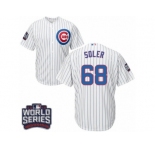 Youth Majestic Chicago Cubs #68 Jorge Soler Authentic White Home 2016 World Series Bound Cool Base MLB Jersey
