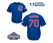 Youth Majestic Chicago Cubs #70 Joe Maddon Authentic Royal Blue Alternate 2016 World Series Champions Cool Base MLB Jersey