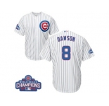 Youth Majestic Chicago Cubs #8 Andre Dawson Authentic White Home 2016 World Series Champions Cool Base MLB Jersey