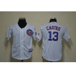 youth mlb jerseys chicago cubs #13 castro white (blue strip)