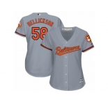 Women Majestic Baltimore Orioles #58 Jeremy Hellickson Authentic Grey Road Cool Base MLB Jersey