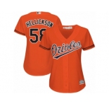 Women Majestic Baltimore Orioles #58 Jeremy Hellickson Replica Orange Alternate Cool Base MLB Jersey