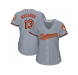 Women's Baltimore Orioles #13 Manny Machado Grey Road Stitched MLB Jersey