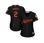 Women's Baltimore Orioles #2 J.J. Hardy Black Alternate Stitched MLB Jersey