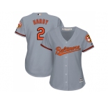 Women's Baltimore Orioles #2 JJ Hardy Majestic Grey Road Cool Base Jersey