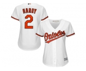 Women's Baltimore Orioles #2 JJ Hardy Majestic White Home Cool Base Jersey