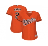 Women's Baltimore Orioles #2 J.J. Hardy Orange Alternate Stitched MLB Jersey
