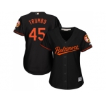 Women's Baltimore Orioles #45 Mark Trumbo Black Alternate Stitched MLB Jersey
