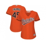Women's Baltimore Orioles #45 Mark Trumbo Orange Alternate Stitched MLB Jersey