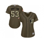 Women's Baltimore Orioles #53 Zach Britton Green Salute to Service Stitched Baseball Jersey
