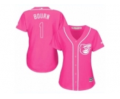 Women's Majestic Baltimore Orioles #1 Michael Bourn Authentic Pink Fashion Cool Base MLB Jersey