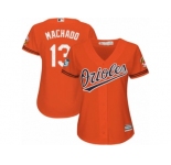 Women's Majestic Baltimore Orioles #13 Manny Machado Authentic Orange 2017 Spring Training Cool Base MLB Jersey