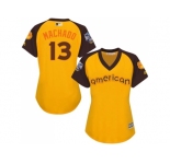 Women's Majestic Baltimore Orioles #13 Manny Machado Authentic Yellow 2016 All-Star American League BP Cool Base MLB Jersey