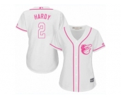 Women's Majestic Baltimore Orioles #2 J.J. Hardy Authentic White Fashion Cool Base MLB Jersey