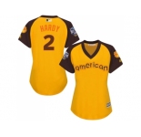 Women's Majestic Baltimore Orioles #2 J.J. Hardy Authentic Yellow 2016 All-Star American League BP Cool Base MLB Jersey