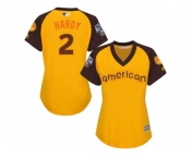 Women's Majestic Baltimore Orioles #2 J.J. Hardy Authentic Yellow 2016 All-Star American League BP Cool Base MLB Jersey