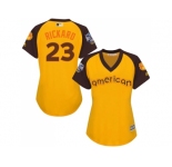 Women's Majestic Baltimore Orioles #23 Joey Rickard Authentic Yellow 2016 All-Star American League BP Cool Base MLB Jersey