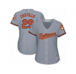 Women's Majestic Baltimore Orioles #29 Welington Castillo Authentic Grey Road Cool Base MLB Jersey