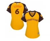 Women's Majestic Baltimore Orioles #6 Jonathan Schoop Authentic Yellow 2016 All-Star American League BP Cool Base MLB Jersey