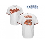 Youth Baltimore Orioles #45 Mark Trumbo White Cool Base Stitched MLB Jersey