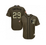 Youth Majestic Baltimore Orioles #29 Welington Castillo Authentic Green Salute to Service MLB Jersey