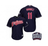 Youth Majestic Cleveland Indians #11 Jose Ramirez Authentic Navy Blue Alternate 1 2016 World Series Bound Cool Base MLB Jersey