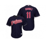 Youth Majestic Cleveland Indians #11 Jose Ramirez Authentic Navy Blue Alternate 1 Cool Base MLB Jersey