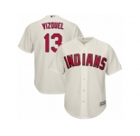 Youth Majestic Cleveland Indians #13 Omar Vizquel Authentic Cream Alternate 2 Cool Base MLB Jersey