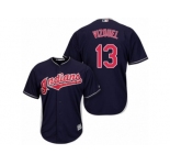 Youth Majestic Cleveland Indians #13 Omar Vizquel Authentic Navy Blue Alternate 1 Cool Base MLB Jersey