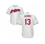 Youth Majestic Cleveland Indians #13 Omar Vizquel Authentic White Home Cool Base MLB Jersey