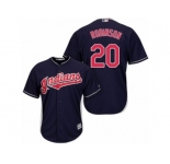 Youth Majestic Cleveland Indians #20 Eddie Robinson Authentic Navy Blue Alternate 1 Cool Base MLB Jersey