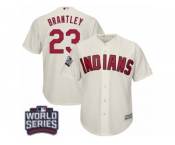 Youth Majestic Cleveland Indians #23 Michael Brantley Authentic Cream Alternate 2 2016 World Series Bound Cool Base MLB Jersey