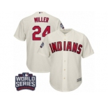 Youth Majestic Cleveland Indians #24 Andrew Miller Authentic Cream Alternate 2 2016 World Series Bound Cool Base MLB Jersey