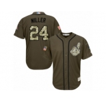 Youth Majestic Cleveland Indians #24 Andrew Miller Authentic Green Salute to Service MLB Jersey