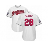 Youth Majestic Cleveland Indians #28 Corey Kluber Authentic White Home 2016 World Series Bound Cool Base MLB Jersey