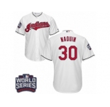 Youth Majestic Cleveland Indians #30 Tyler Naquin Authentic White Home 2016 World Series Bound Cool Base MLB Jersey