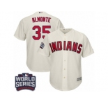 Youth Majestic Cleveland Indians #35 Abraham Almonte Authentic Cream Alternate 2 2016 World Series Bound Cool Base MLB Jersey