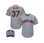 Youth Majestic Cleveland Indians #37 Cody Allen Authentic Grey Road 2016 World Series Bound Cool Base MLB Jersey