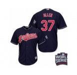 Youth Majestic Cleveland Indians #37 Cody Allen Authentic Navy Blue Alternate 1 2016 World Series Bound Cool Base MLB Jersey